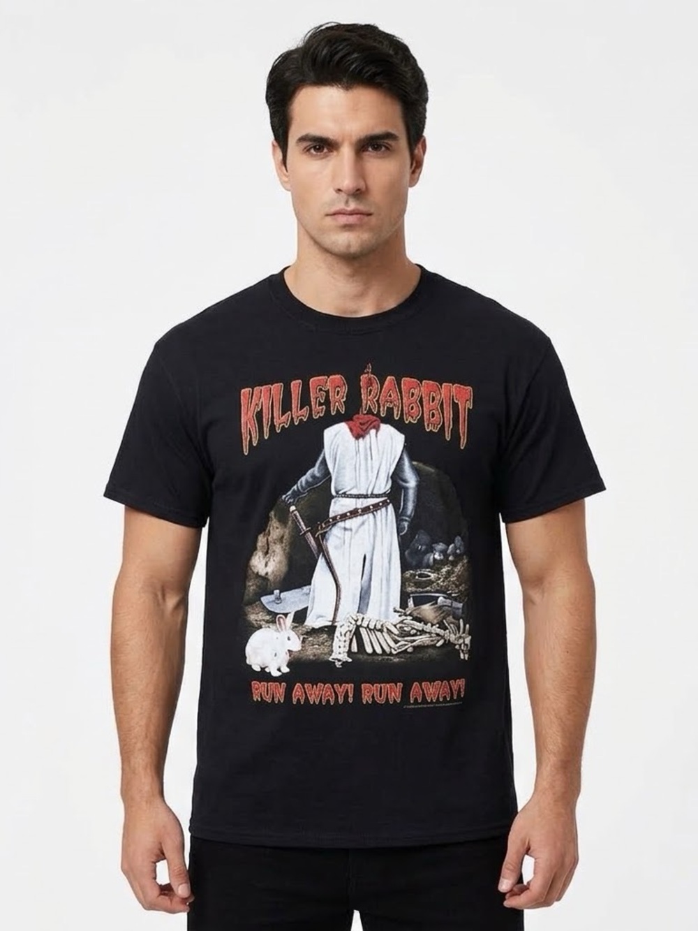 Vintage 2000 Monty Python Holy Grail Killer Rabbit T Shirt L Black Gildan Tag